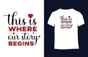 Valentinstag-Vektor-T-Shirt-Design mit Silhouetten, Typografie, Druck, Vektorillustration vektor