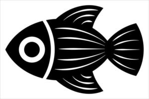Fischillustration in Schwarzweiss. einfarbige abstrakte Fischikone lokalisiert auf weißem Hintergrund. vektor