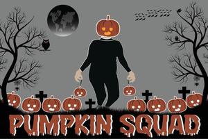 halloween pumpa illustration och mörk natt bakgrund vektor
