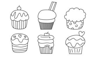 Cupcake handgezeichnete Doodle-Sammlung vektor