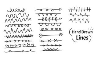 handgezeichnete linien doodle sammlung vektor