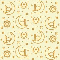 muslimisches Muster Symbol Halbmond Stern halbe Moschee Ornament mit flachem Design im Umrissstil vektor