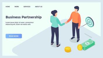 företag partnerskap erbjudanden för hemsida mall landning hemsida med modern isometrisk platt vektor