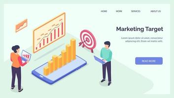 företag marknadsföring mål team för hemsida landning hemsida mall baner isometrisk vektor