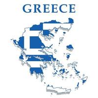 Griechenland-Karte mit Flaggenvektor isoliert auf weißem Hintergrund vektor