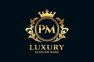 Royal Luxury Logo-Vorlage mit anfänglichem pm-Buchstaben in Vektorgrafiken für luxuriöse Branding-Projekte und andere Vektorillustrationen. vektor