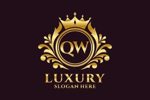 Royal Luxury Logo-Vorlage mit anfänglichem qw-Buchstaben in Vektorgrafiken für luxuriöse Branding-Projekte und andere Vektorillustrationen. vektor