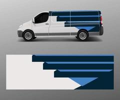 Fahrzeug-Aufkleber-Wrap-Design Cargo-Van-Vektor. grafische abstrakte wellenhintergrunddesigns für das branding von werbeunternehmen vektor