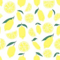 hand dragen färsk citron- sömlös mönster. sommar bakgrund design. ljus skriva ut för textilier och tapet vektor