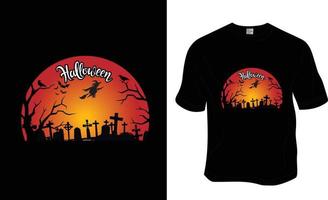 Halloween-T-Shirt-Design. druckfertig für Bekleidung, Poster und Illustrationen. moderner, einfacher T-Shirt-Vektor mit Schriftzug. vektor