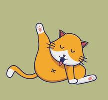 söt tecknad serie katt röv. djur- platt stil illustration ikon premie vektor logotyp maskot lämplig för webb design baner karaktär