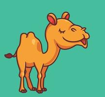 söt kamel Lycklig leende. isolerat tecknad serie djur- illustration. platt stil klistermärke ikon design premie logotyp vektor. maskot karaktär vektor