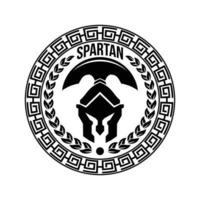 spartanische Helmkreisschild-Logo-Designvorlage für militärische Spielwaffen und Unternehmen vektor