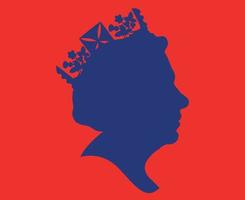 Elizabeth ansikte porträtt drottning brittiskt förenad rike 1926 2022 nationell Europa Land vektor illustration abstrakt design röd och blå