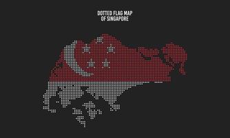 gepunktete Flaggenkarte von Singapur-Vektorillustration mit dunklem Hintergrund vektor