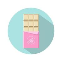 Schokoriegel-Symbol. offene weiße Milchschokolade in Folienverpackung. flaches Dessert und süß. Vektorillustration im Cartoon-Stil. vektor