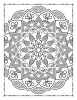 Innere einer Malseite. Schwarz-Weiß-Mandala zum Ausmalen von Seiten im Innenraum. dekoration mandala ornament design set vektor. Vintage-Mandala-Muster-Vektor. vektor