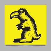 dinosaurie logotyp dragen på papper vektor