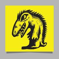 Dinosaurier-Logo auf Papier gezeichnet vektor