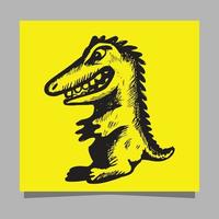 dinosaurie logotyp dragen på papper vektor