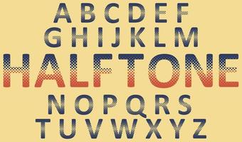 halvton engelsk alfabet. prickad ABC versal brev. halvton font design. isolerat vektor illustration. lutning prickar fläck font