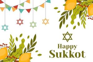 flache glückliche sukkot-hintergrundillustration vektor