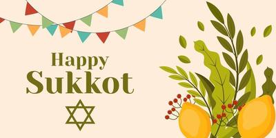 platt design Lycklig sukkot baner illustration vektor