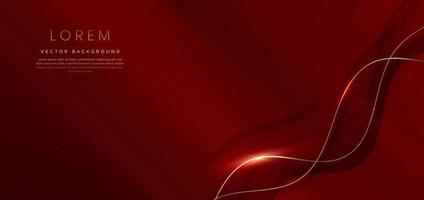 abstrakt elegant röd bakgrund med gyllene linje och belysning effekt gnistra. lyx mall design. vektor