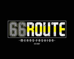 Route 66 T-Shirt und Bekleidungsdesign vektor