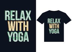 Yoga mit Entspannungsillustration für druckfertiges T-Shirt-Design vektor