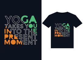 Yoga bringt Sie in den gegenwärtigen Moment Illustration für druckfertige T-Shirt-Designgrafiken vektor