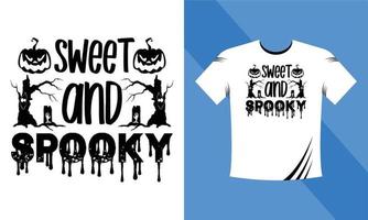 ljuv och läskigt - halloween t-shirt design mall. Lycklig halloween t-shirt design mall lätt till skriva ut alla ändamål för män, kvinnor, och barn vektor