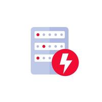 server elektricitet varning, elektrisk kraft ikon vektor