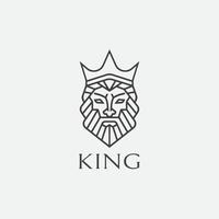 enkel minimalistisk kung huvud logotyp design vektor