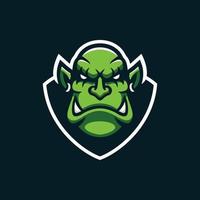 grön orc esport logotyp gaming maskot design vektor