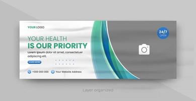 Banner-Cover-Design für das medizinische Gesundheitswesen, modernes Banner-Design mit Farbverlauf und weißem Papiertexturhintergrund, verwendbar für Banner und Cover vektor