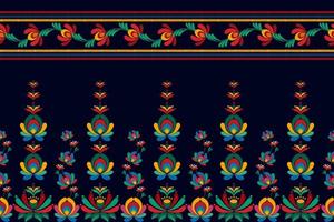 florales ethnisches ikat nahtloses musterdekorationsdesign. aztekischer stoffteppich boho mandalas textildekor tapete. stammes-native motiv blume dekorative traditionelle stickerei vektor hintergrund