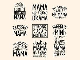 Mama-T-Shirt-Designpaket vektor