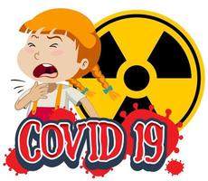 covid-19 sjuk flicka hosta vektor