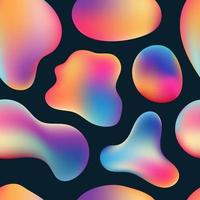 abstrakte 3d lebendige Farbflüssigkeitsblasen formen nahtloses Muster auf schwarzem Hintergrund vektor