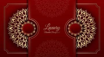 roter luxushintergrund, mit mandala und goldrand vektor