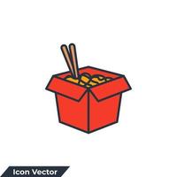 Wok-Box-Symbol-Logo-Vektor-Illustration. asiatische Nudel in Box-Symbolvorlage für Grafik- und Webdesign-Sammlung vektor