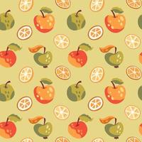 Nahtloses Muster mit Äpfeln und Zitrusscheiben vektor