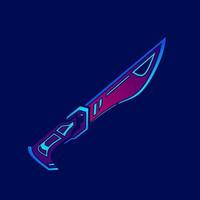 dolk neon små svärd cyberpunk kniv logotyp fiktion färgrik design med mörk bakgrund. abstrakt t-shirt vektor illustration.