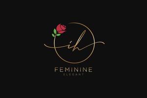 första ih feminin logotyp skönhet monogram och elegant logotyp design, handstil logotyp av första signatur, bröllop, mode, blommig och botanisk med kreativ mall. vektor