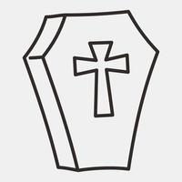 ikon coffin.icon i linje stil. lämplig för grafik, affisch, flygblad, fest dekoration, hälsning kort, etc. vektor