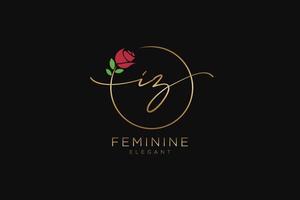 första iz feminin logotyp skönhet monogram och elegant logotyp design, handstil logotyp av första signatur, bröllop, mode, blommig och botanisk med kreativ mall. vektor