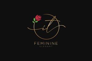 initial it feminines Logo Schönheitsmonogramm und elegantes Logo-Design, Handschrift-Logo der Erstunterschrift, Hochzeit, Mode, Blumen und Pflanzen mit kreativer Vorlage. vektor