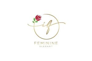 första iq feminin logotyp skönhet monogram och elegant logotyp design, handstil logotyp av första signatur, bröllop, mode, blommig och botanisk med kreativ mall. vektor