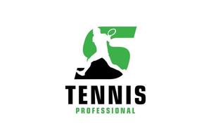 buchstabe s mit tennisspieler-silhouette-logo-design. Vektordesign-Vorlagenelemente für Sportteams oder Corporate Identity. vektor